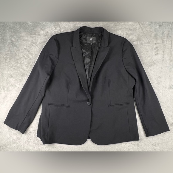 J Crew Parke Blazer Womens Size 20 Plus Italian Wool Black Stretch One Button - Picture 1 of 13